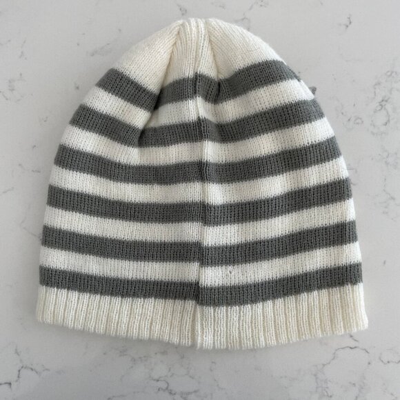 NHL Vanc Canucks Neutral Striped Knit Acrylic Toque Grey Off White/Cream SZ OS - Picture 2 of 5